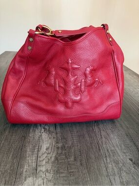 Prix De Dressage purse Red Leather Satchel Bag - Embossed